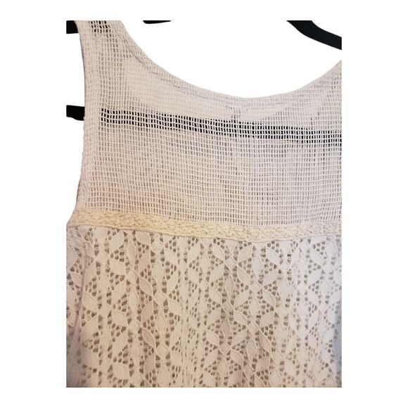 FREE PEOPLE Cami Tank Top size S Sheer Ivory White Lace Sleeveless Cropped - Picture 5 of 8